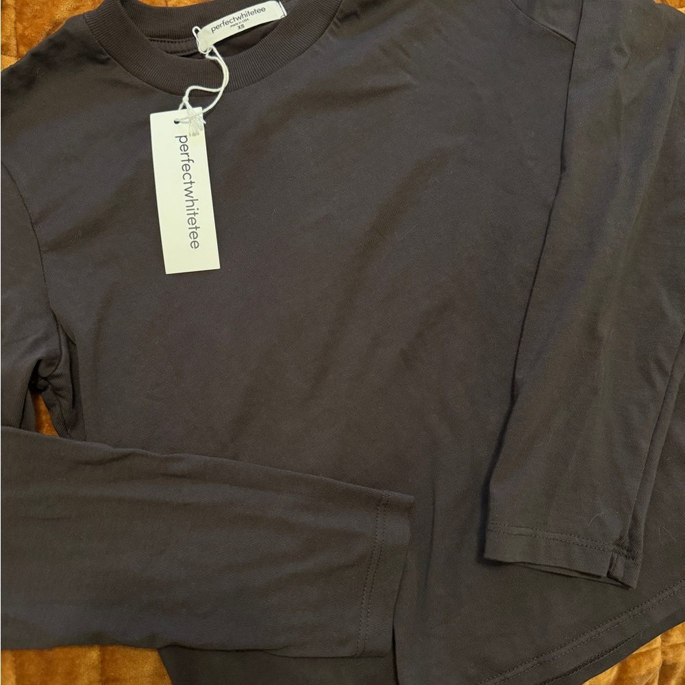 perfectwhitetee Women's Charcoal Long Sleeve Top